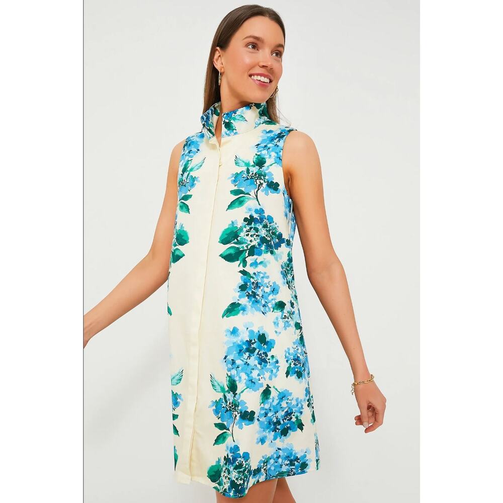 Tuckernuck Sleeveless Charlie Dress Medium Waters Edge Hydrangea Floral Collared - Picture 4 of 12